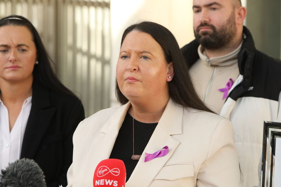 Eucharia McDermott, a sister of Amadea McDermott, reads out a statement outside court in Dublin yesterday. Photo: Collins Courts